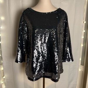 Stacy London Green Sequin Oversized Blouse